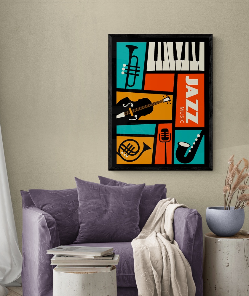 Постер без рамки "Jazz music" в размере 30х40