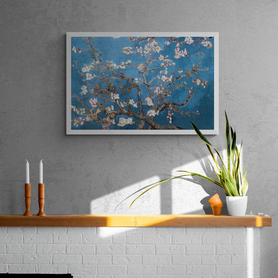 Постер без рамки "Квітучі гілки мигдалю (В. Ван Гог)" в розмірі 30х40