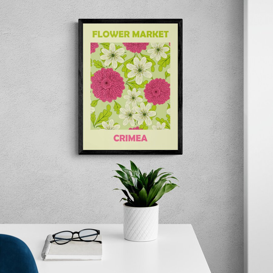 Постер без рамки Flower Market "Crimea" в размере 30х40