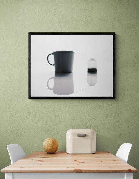 Постер без рамки "Чашка и пакетик чая" в размере 30х40