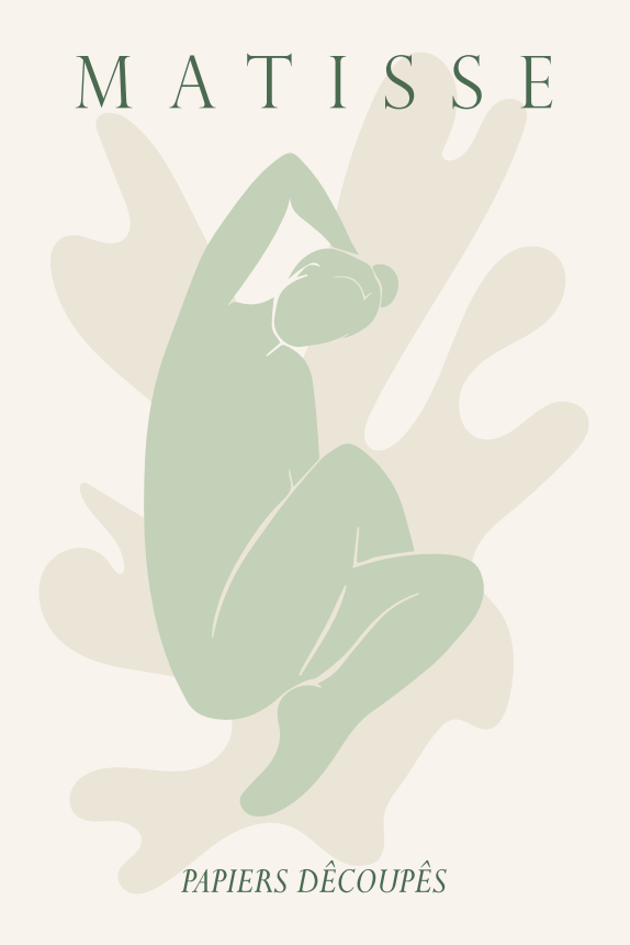 Картина на холсте "Green women with leaf" в размере 30х40