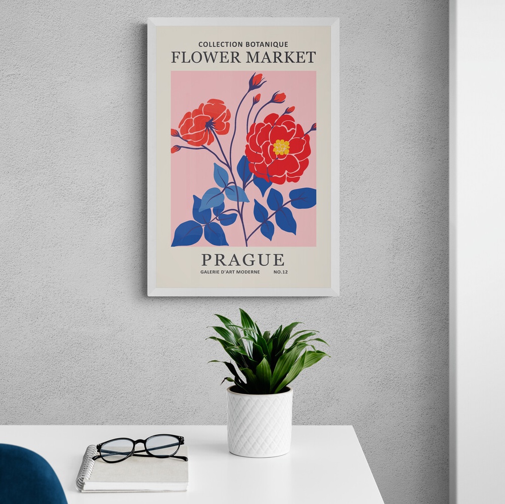 Постер без рамки Flower Market "Prague" в размере 30х40