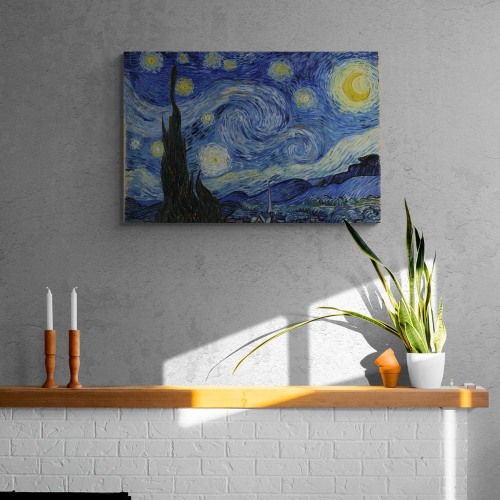 Постер без рамки "Звездная ночь (В. Ван Гог)" в размере 30х40