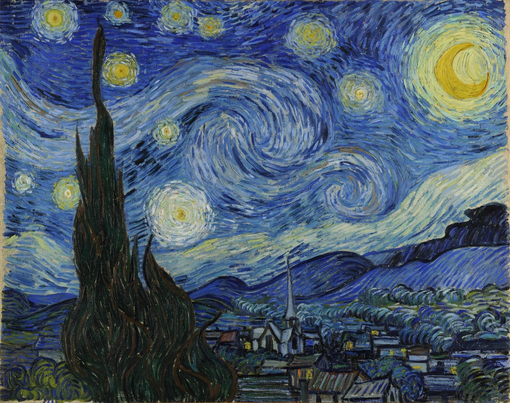 Постер без рамки "Зіркова ніч (В. Ван Гог)" в розмірі 30х40