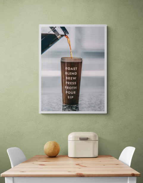 Постер без рамки "Термо-чашка с кофе" в размере 30х40