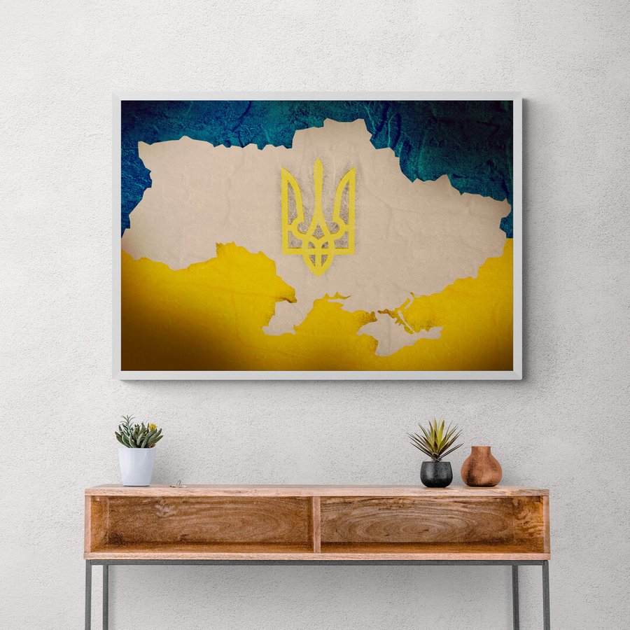 Постер без рамки "Границы Украины" в размере 30х40