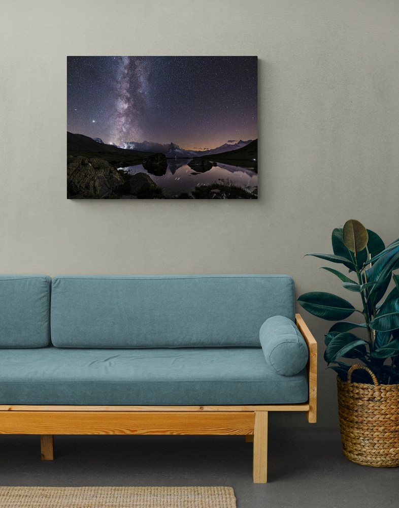 Постер без рамки "Звездное небо в горах" в размере 30х40
