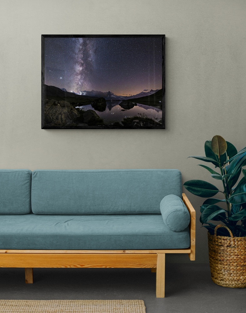Постер без рамки "Звездное небо в горах" в размере 30х40