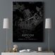 Постер без рамки "Карта города Херсон на черном фоне" в размере 30х40