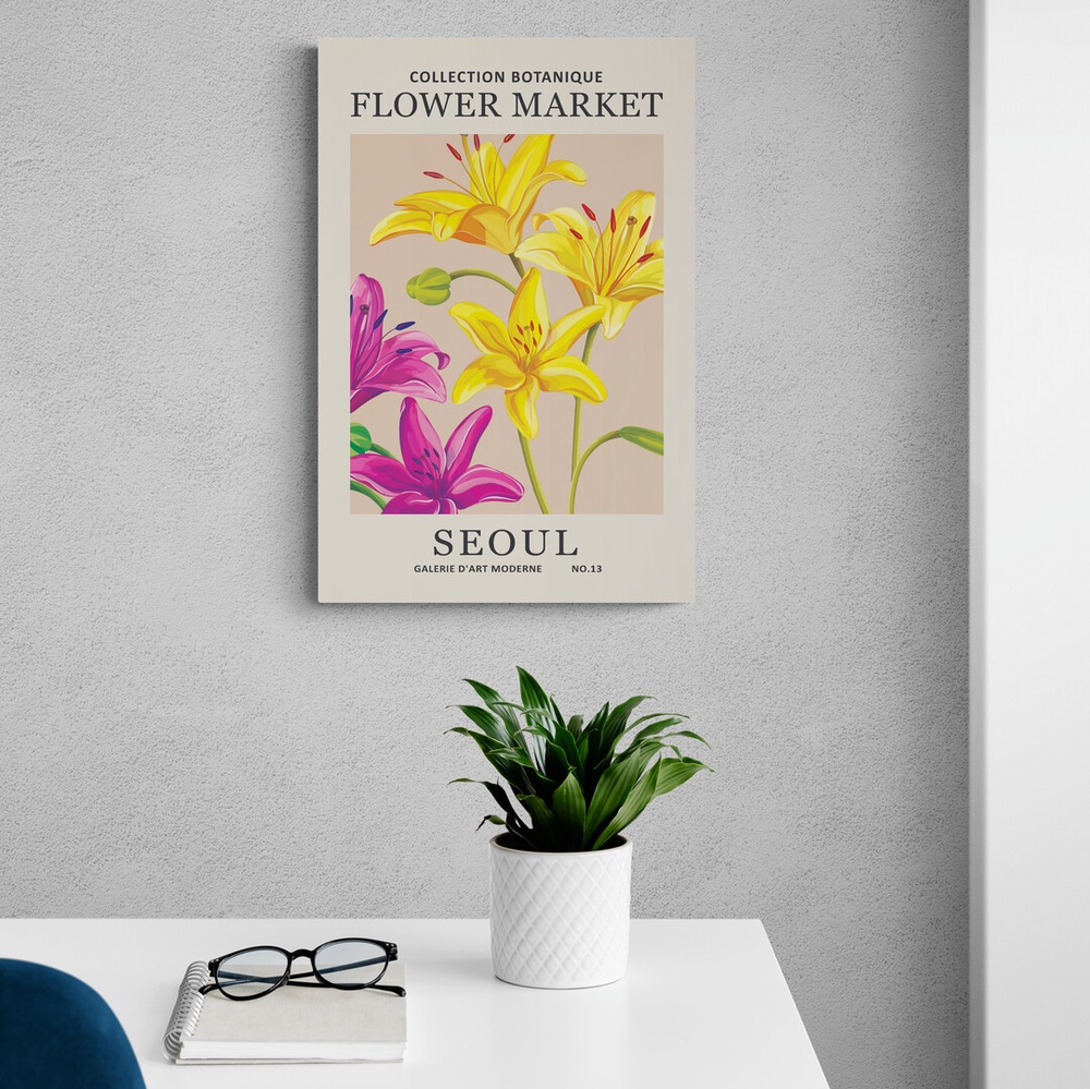 Постер без рамки Flower Market "Seoul" в размере 30х40