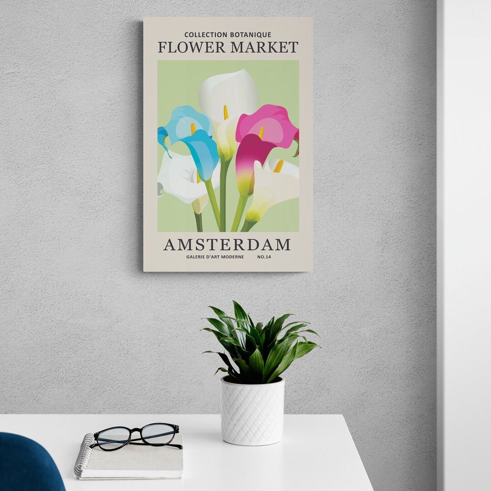 Постер без рамки Flower Market "Amsterdam" в размере 30х40