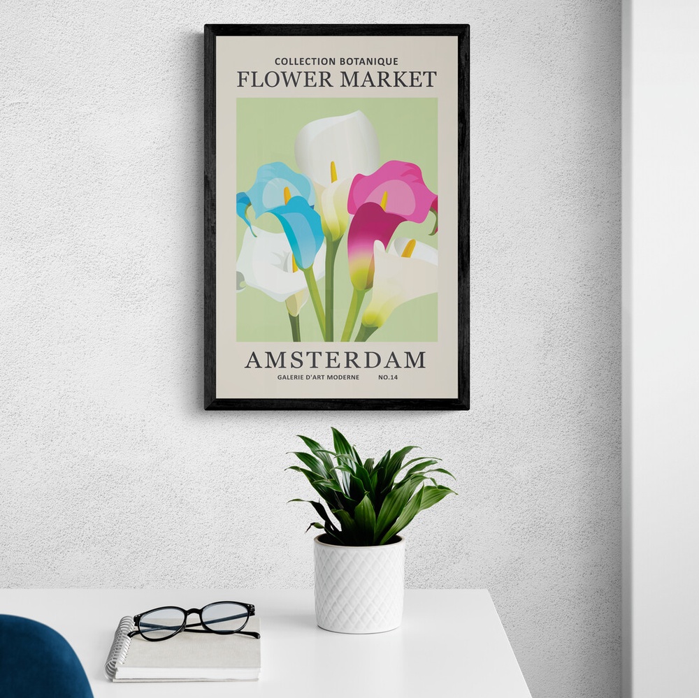 Постер без рамки Flower Market "Amsterdam" в размере 30х40