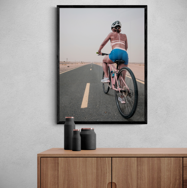 Постер без рамки "У дорогу велосипедом" в розмірі 30х40