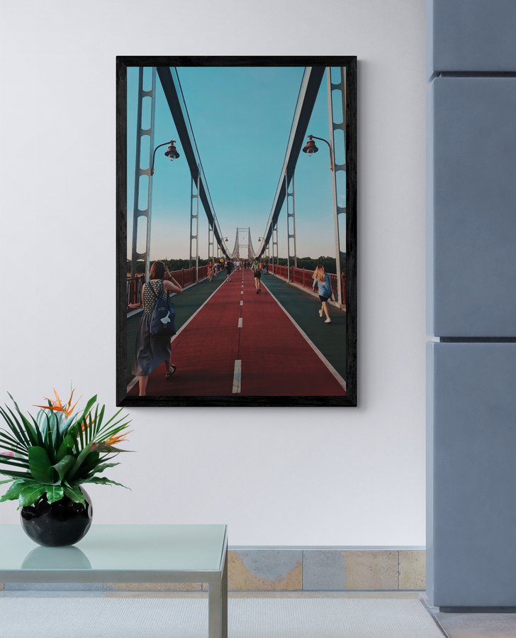 Постер без рамки "Пішохідний міст у Києві" в розмірі 30х40