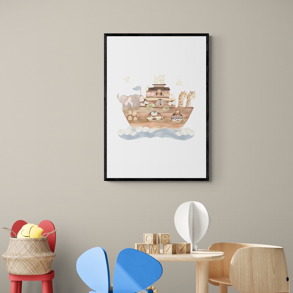 Постер без рамки "Животные на корабле" в размере 30х40