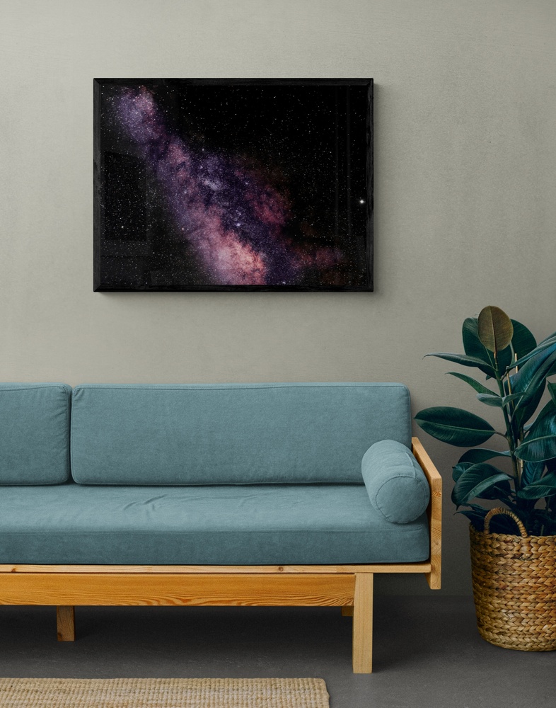 Постер без рамки "Сиреневая галактика" в размере 30х40