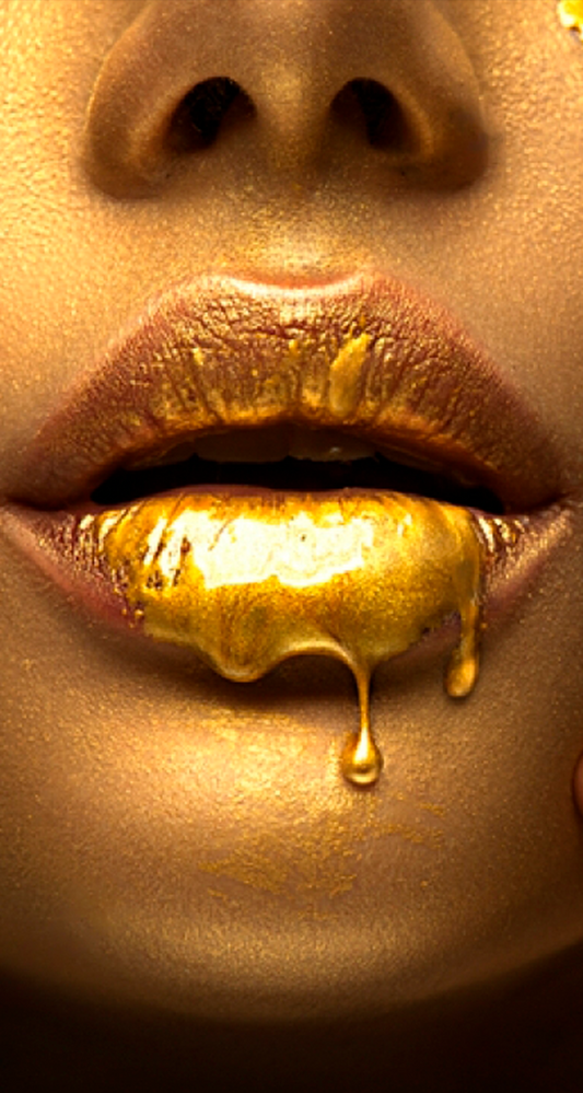 Модульна картина з 3 частин "Естетика золотих губ" в розмірі 102х60