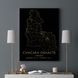 Постер без рамки "Карта Сумської області на чорному тлі" в розмірі 30х40