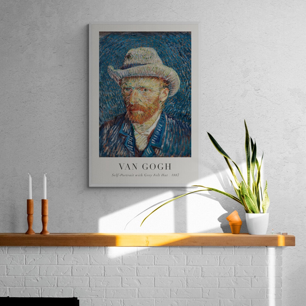 Постер без рамки "Self-Portrait with Grey Felt Hat 1887 (В. Ван Гог)" в розмірі 30х40