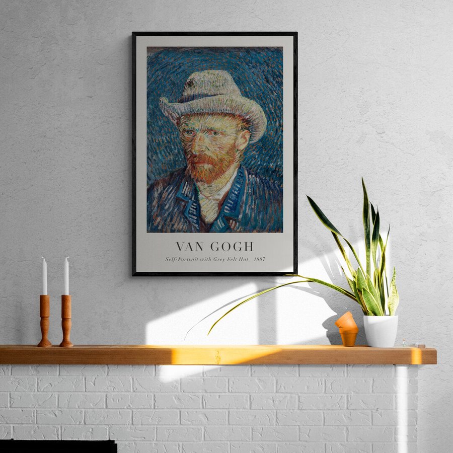 Постер без рамки "Self-Portrait with Grey Felt Hat 1887 (В. Ван Гог)" в размере 30х40