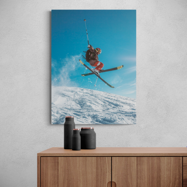 Постер без рамки "Полет на лыжах" в размере 30х40