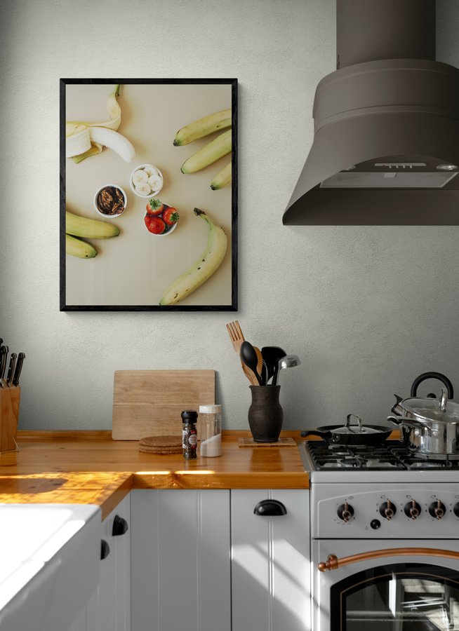 Постер без рамки "Банани, полуниця та горіхи" в розмірі 30х40