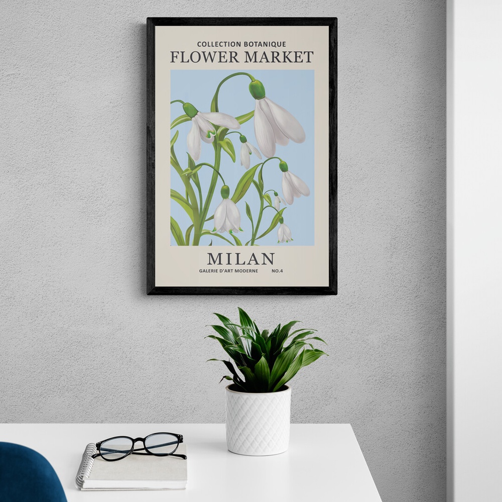 Постер без рамки Flower Market "Milan" в размере 30х40