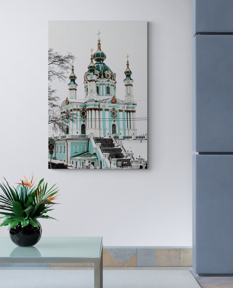 Постер без рамки "Андреевская церковь в Киеве" в размере 30х40