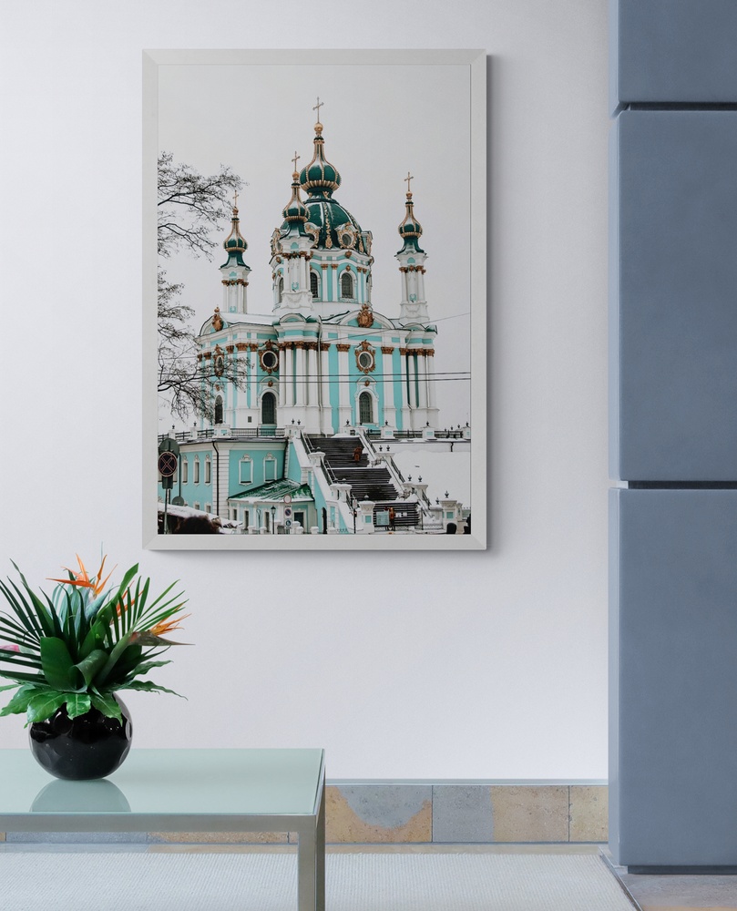 Постер без рамки "Андреевская церковь в Киеве" в размере 30х40
