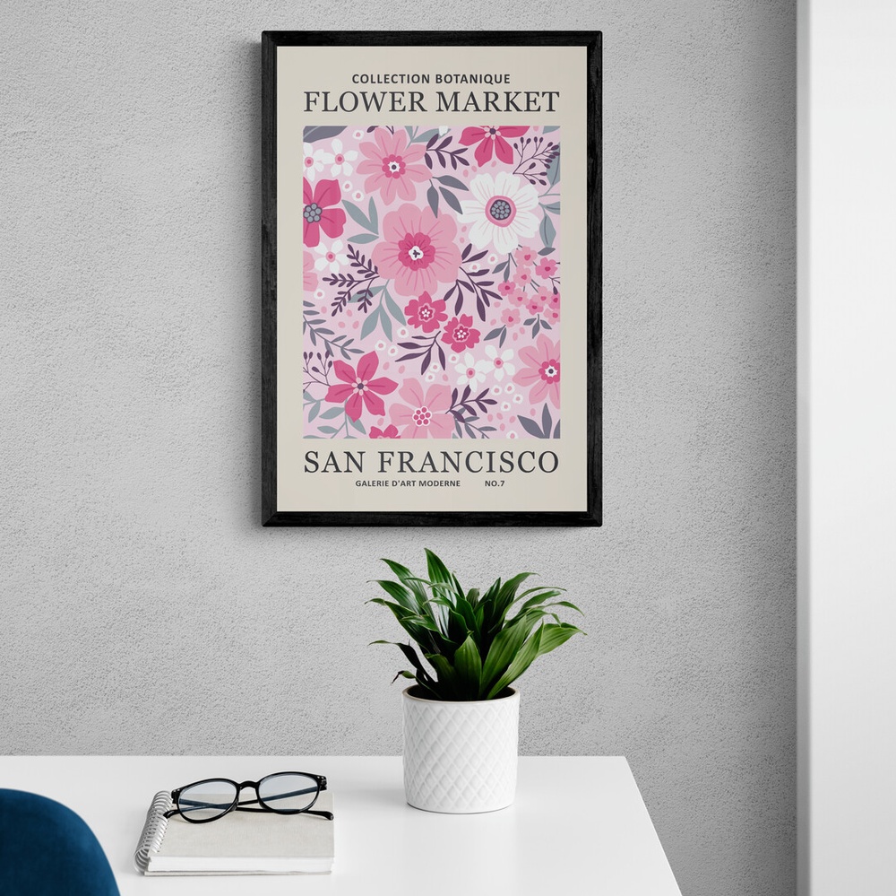 Постер без рамки Flower Market San Francisco в размере 30х40