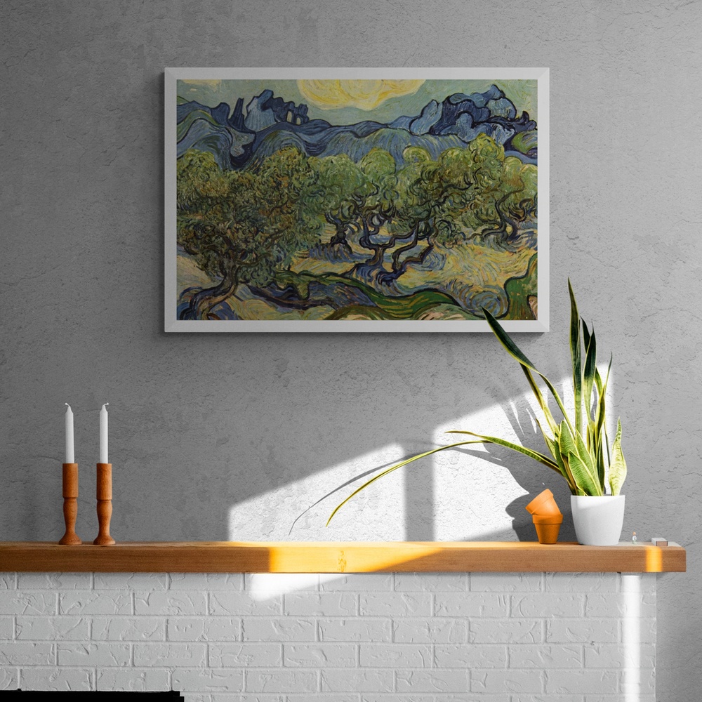 Постер без рамки "Оливкові дерева (В. Ван Гог)" в розмірі 30х40