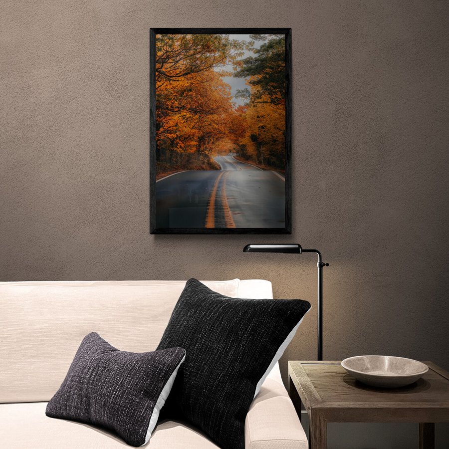 Постер без рамки "Дорога через осінній ліс " в розмірі 30х40