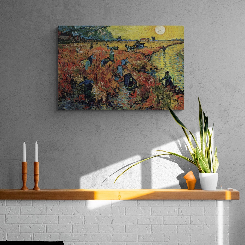 Постер без рамки "Красные виноградники в Арле (В. Ван Гог)" в размере 30х40