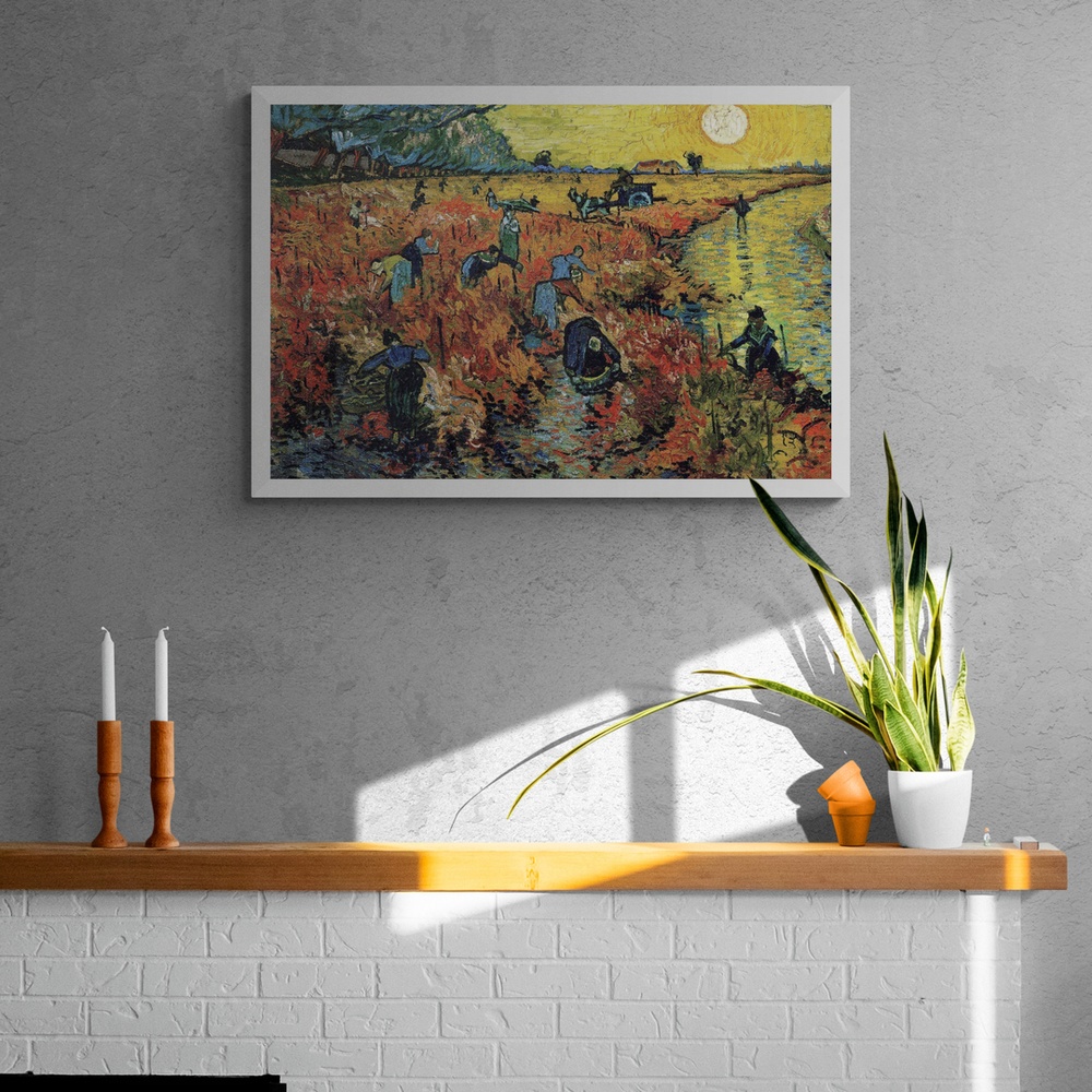 Постер без рамки "Красные виноградники в Арле (В. Ван Гог)" в размере 30х40