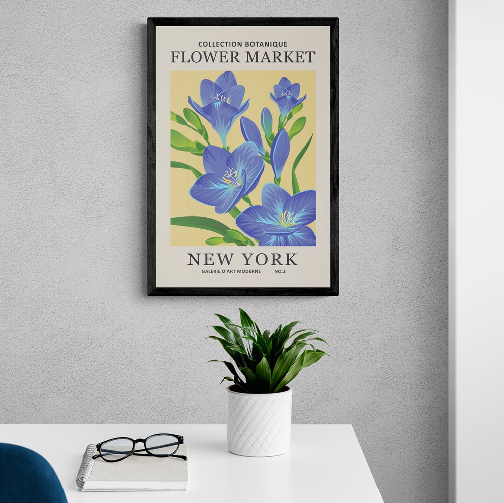 Постер без рамки Flower Market New York в размере 30х40
