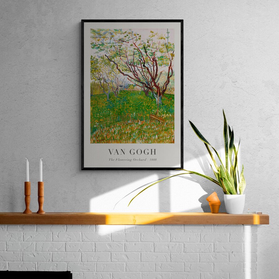 Постер без рамки The Flowering Orchard 1888 (В. Ван Гог) в размере 30х40