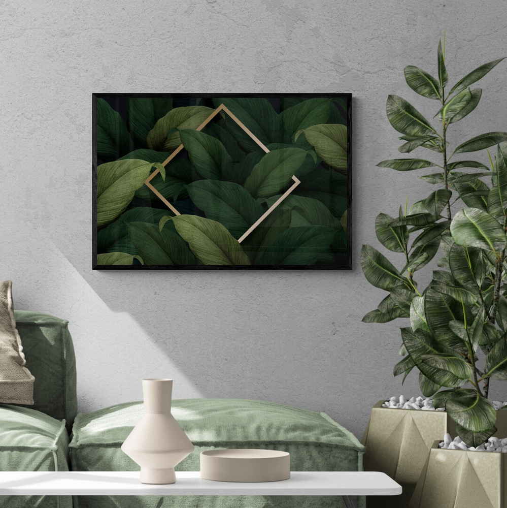 Постер без рамки "Геометрические листья" в размере 30х40