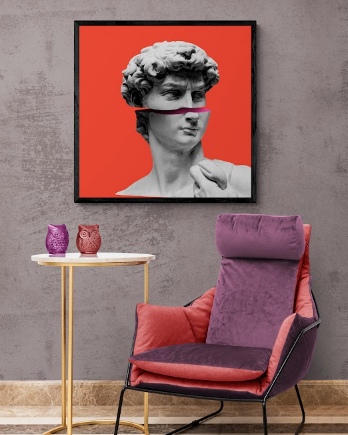 Постер без рамки "Давид на красном фоне" в размере 30х40