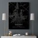Постер без рамки "Карта міста Бахмут на чорному тлі" в розмірі 30х40