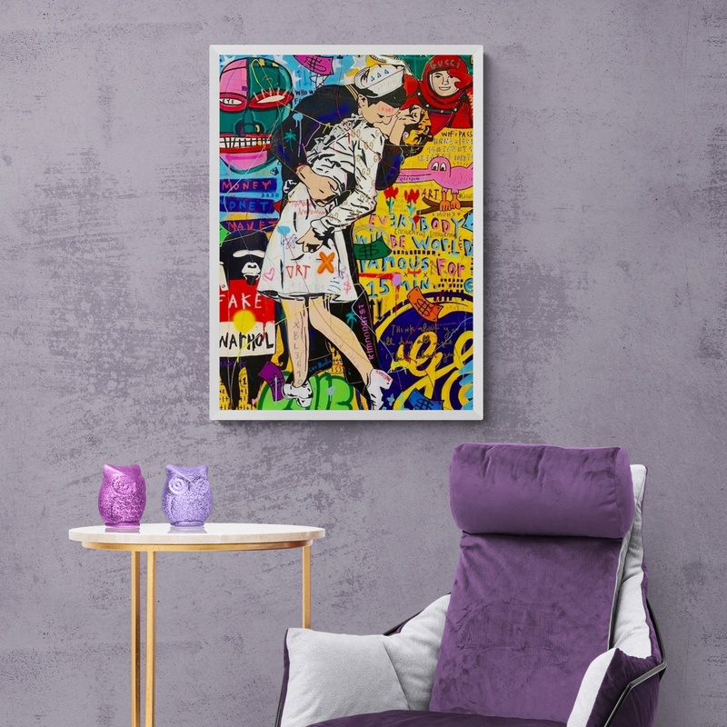 Постер без рамки "Поцілунок у стилі поп-арт" в розмірі 40х50