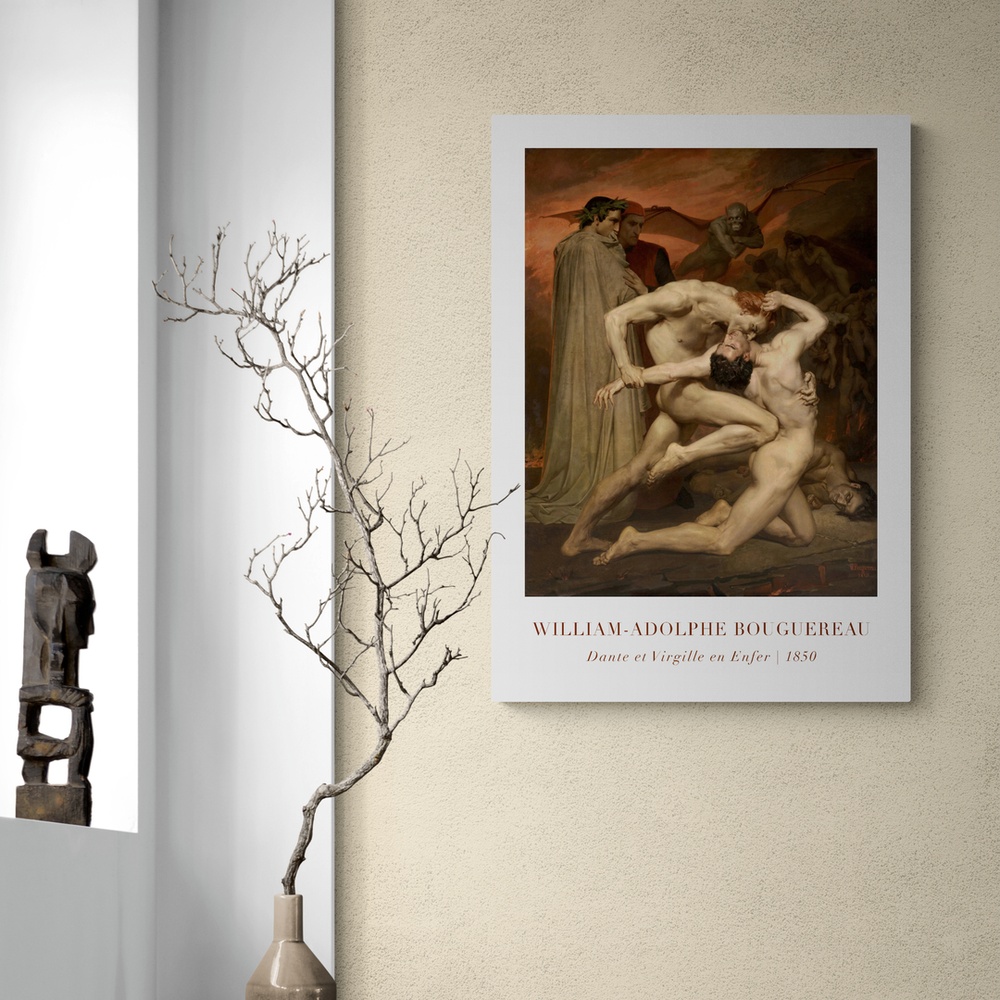 Постер без рамки "Dante et Virgille en Enfer 1850 (Вільям Бугро)" в розмірі 30х40