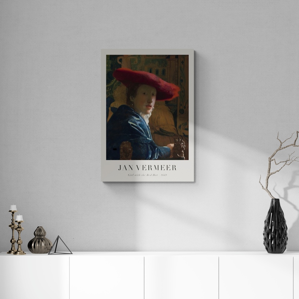 Постер без рамки "Girl with the red Hat" в размере 30х40
