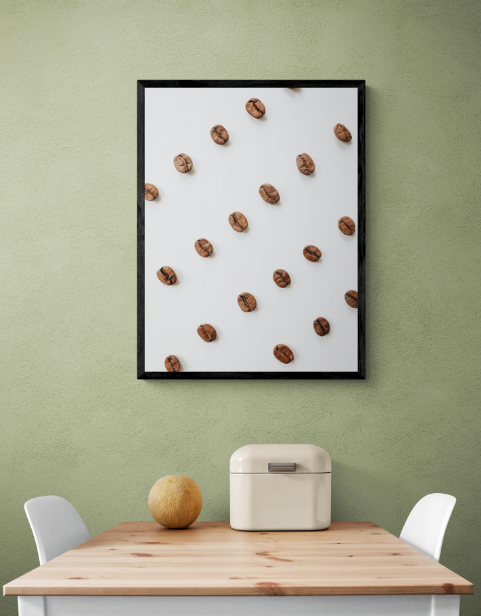 Постер без рамки "Кавові зерна на білому тлі" в розмірі 30х40