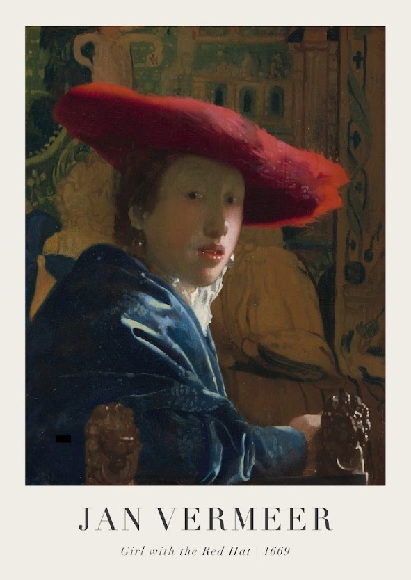 Постер без рамки "Girl with the red Hat" в размере 30х40