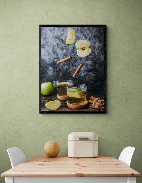 Постер без рамки "Чай с яблоком и корицей" в размере 30х40