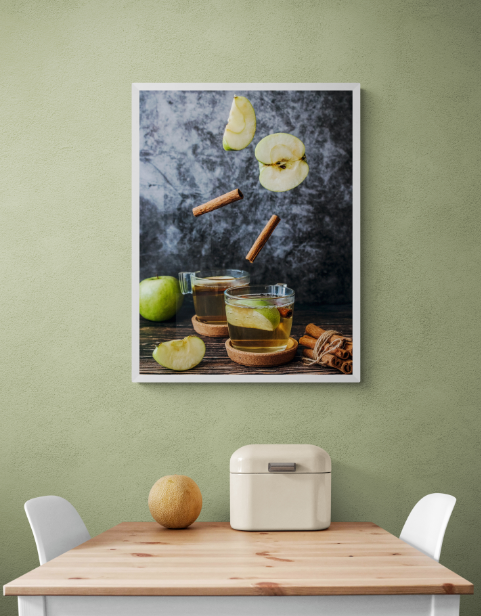 Постер без рамки "Чай с яблоком и корицей" в размере 30х40