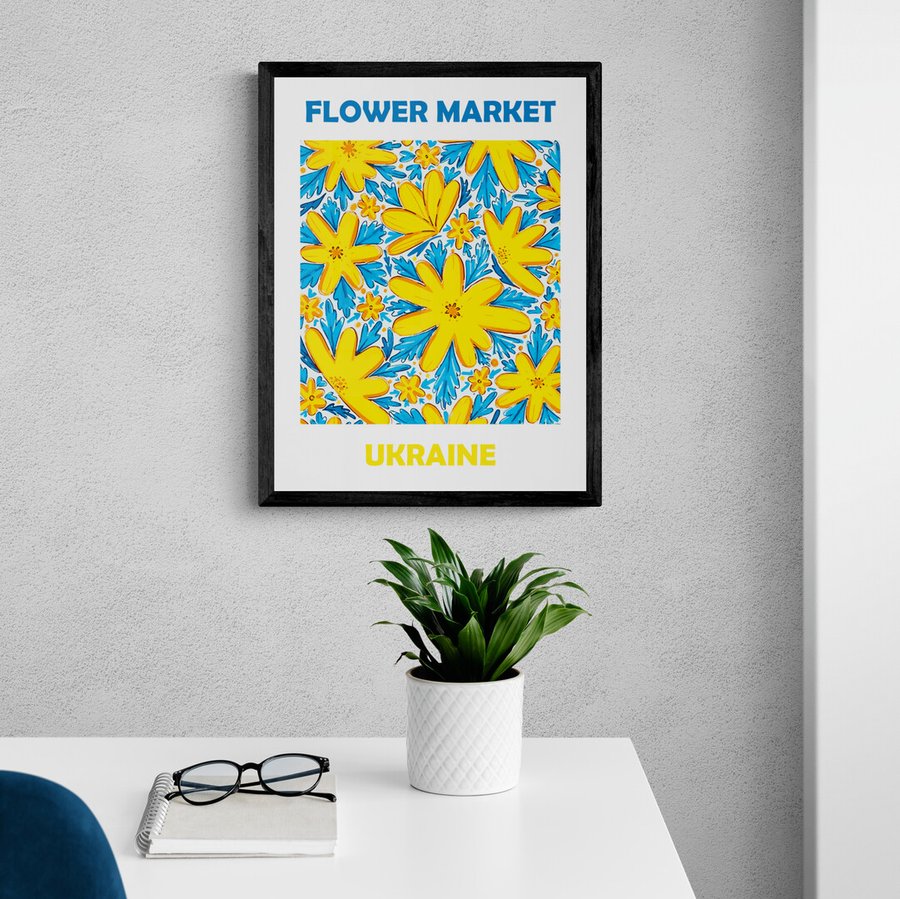 Постер без рамки Flower Market "Ukraine" в розмірі 30х40