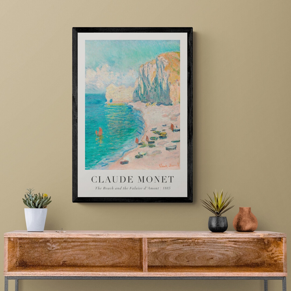 Постер без рамки "The Beach and the Falaise d'Amont 1885" в розмірі 20х30