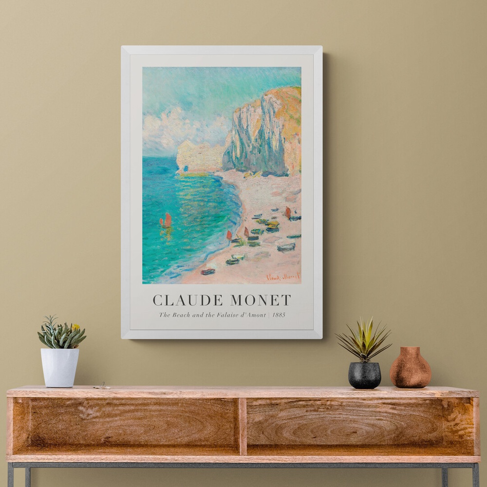 Постер без рамки "The Beach and the Falaise d'Amont 1885" в размере 30х40