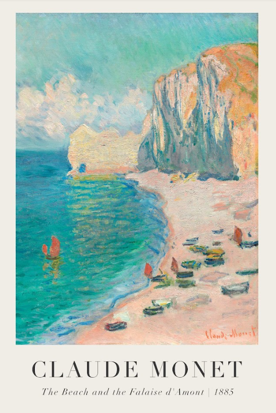 Постер без рамки "The Beach and the Falaise d'Amont 1885" в размере 30х40
